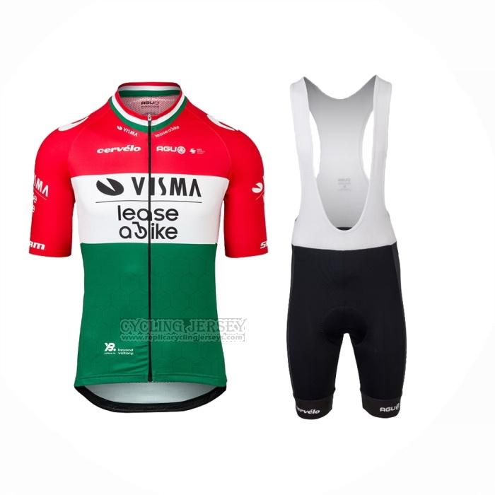 2024 Cycling Jersey Jumbo Visma Red White Green Short Sleeve And Bib Short